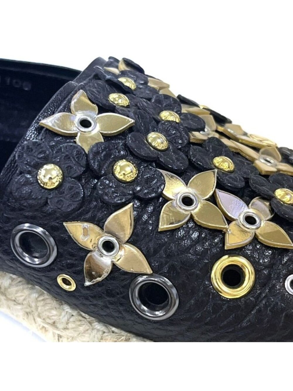 Louis Vuitton Ma1106 Espadrilles Monogram Flower Leather Slip-on Black 36 - Picture 7 of 7